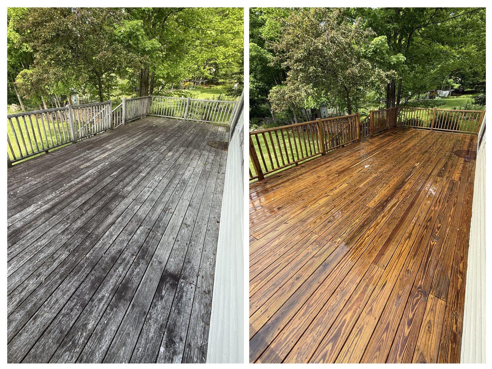 Deck Cleaning - Lebanon before and after pressure washing